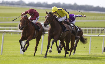 Rizeena (James Doyle) winning the Moyglare Stud Stakes The Curragh Photo: Patrick McCann 01.09.2013