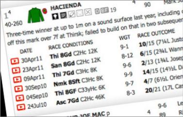 Interactive Racecards and Form